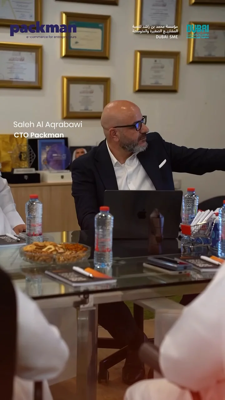 Saleh Al Aqrabawi, CTO of Packman, in the Packman Dubai office during the Dubai SME visit